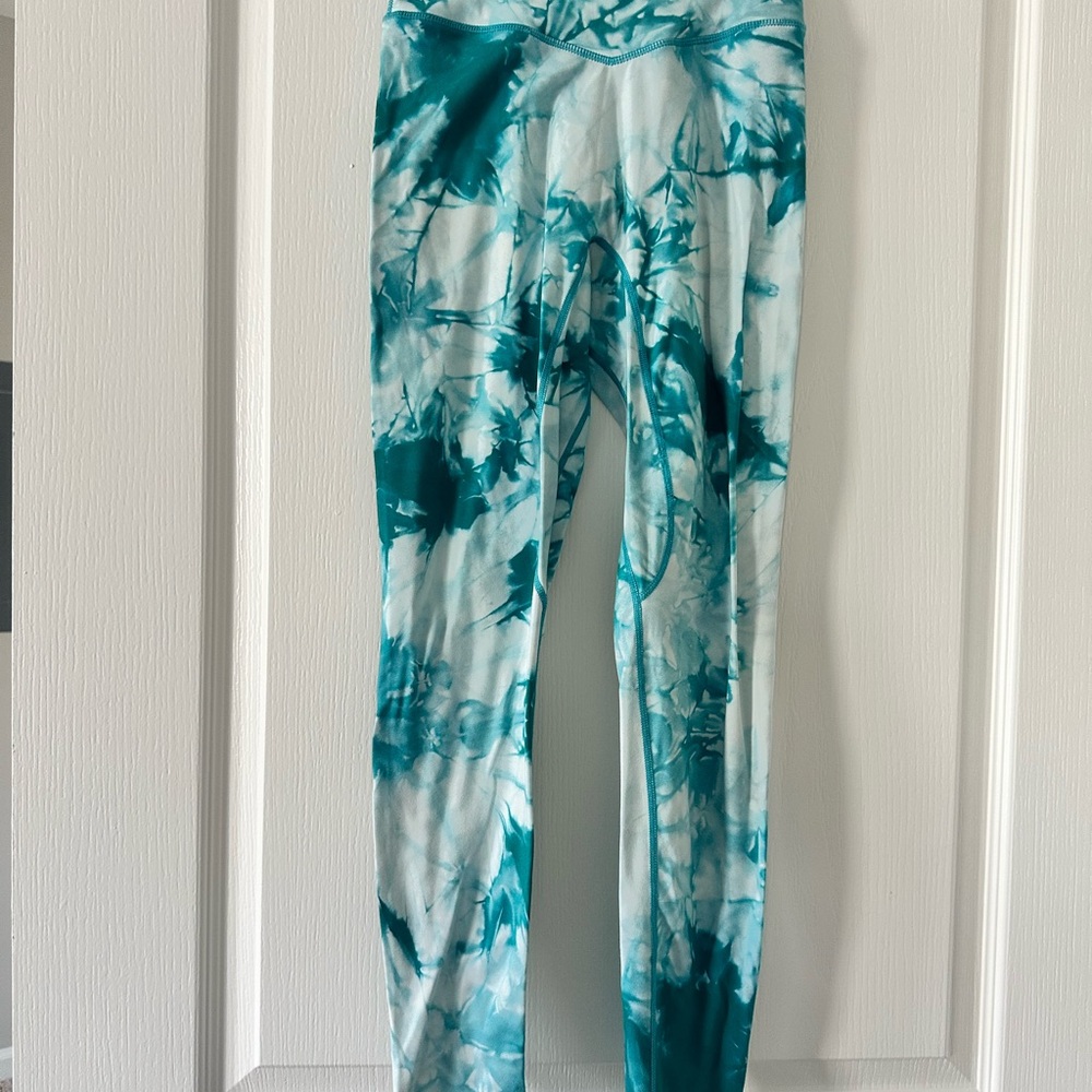 Womens Tie-Dye Leggings - Teal and White